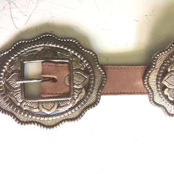 NADIN WESTERN STYLE THICK VINTAGE BELT TAN SZ SMALL/ MEDIUM (3068-30) - Picture 3 of 4